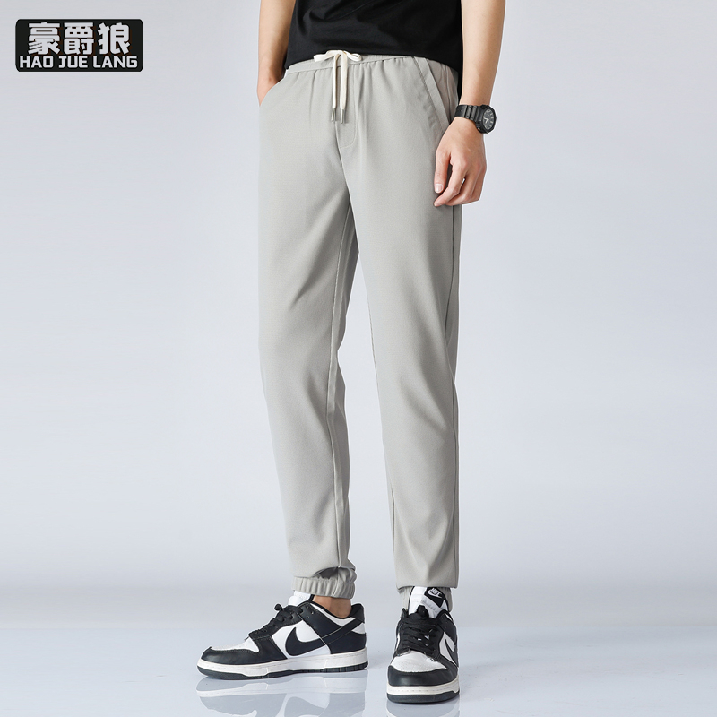 12233057.休闲裤男春夏新款时尚松紧腰小脚运动裤中青年长裤潮