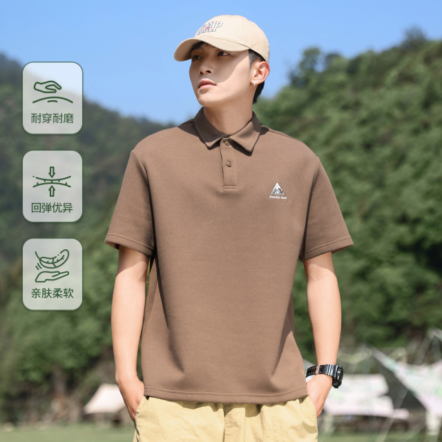12227303.布衣传说重磅珠地棉刺绣通勤休闲短袖Polo衫
