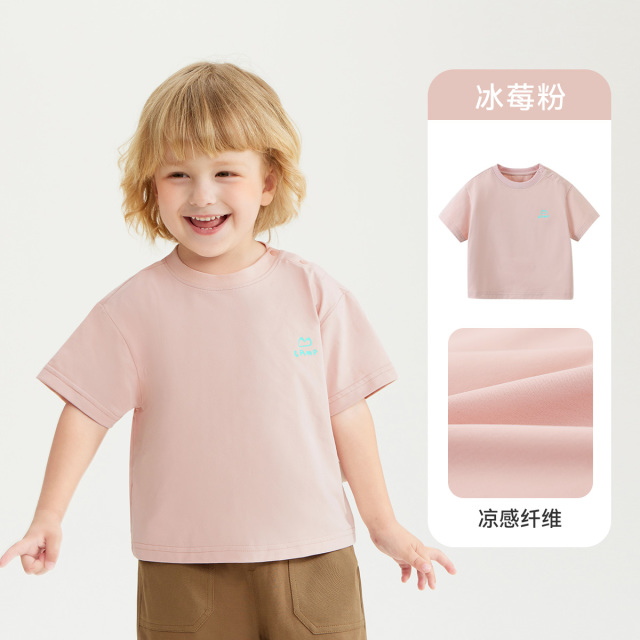 12234897.[7A抗菌凉感户外]齐齐熊男童短袖T恤夏季宝宝印花半袖2025新款女