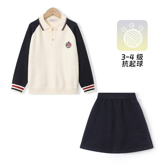 12261118.女童毛衣套装2025初春加厚儿童学院风POLO领毛衣裙两件套