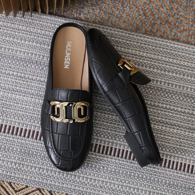 12273591.【羊皮革】舒适外穿舒适居家女鞋真皮穆勒鞋女乐福鞋女春夏穆勒拖