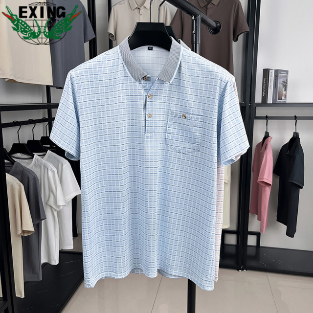 12646266.EXING男士时尚格子POLO衫