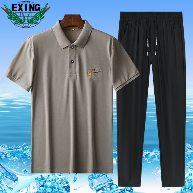 12646262.【免搭套装】EXING男士时尚刺绣POLO衫套装