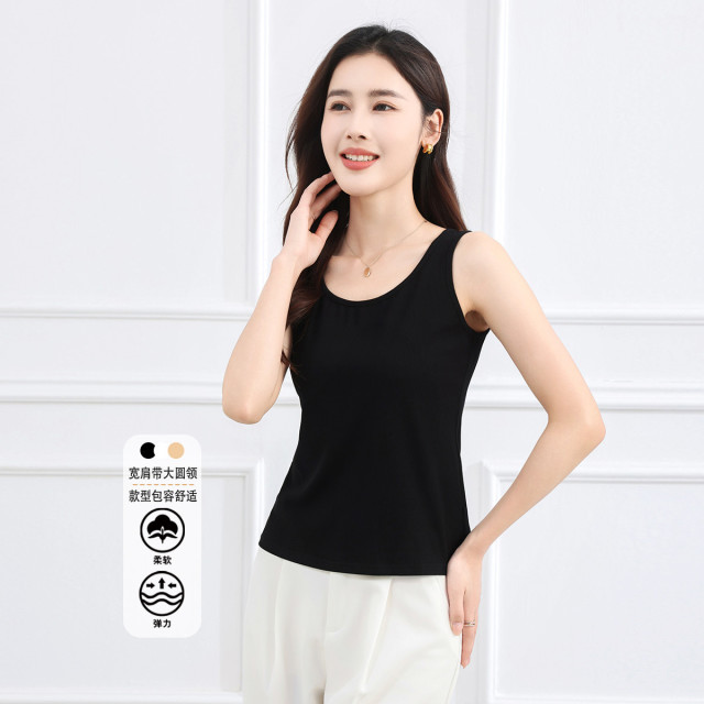 12307416.【专柜新品】【针织背心】夏季休闲百搭薄款圆领纯色无袖上衣