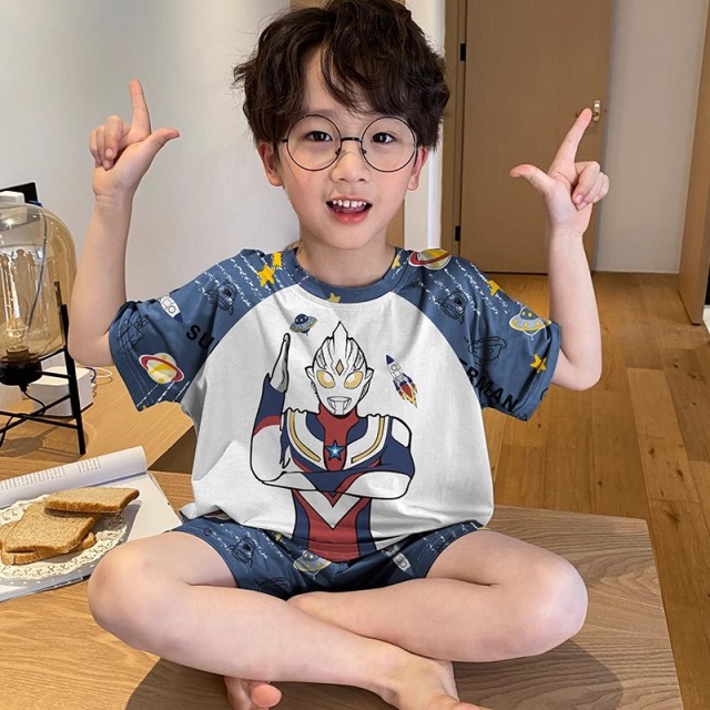 12301491.2026爆款新款儿童睡衣夏季套头短袖薄款青少年中大童小男孩亲子家居服