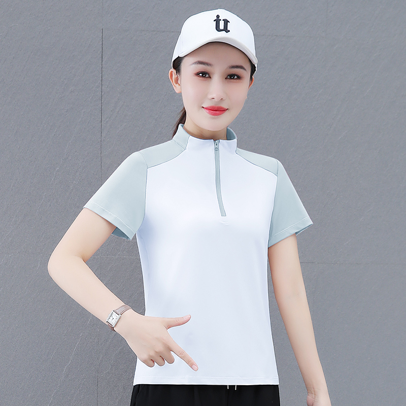 12298102.7-CY夏季上新女式半拉链时尚运动短袖T恤【7-CY女装XJ】