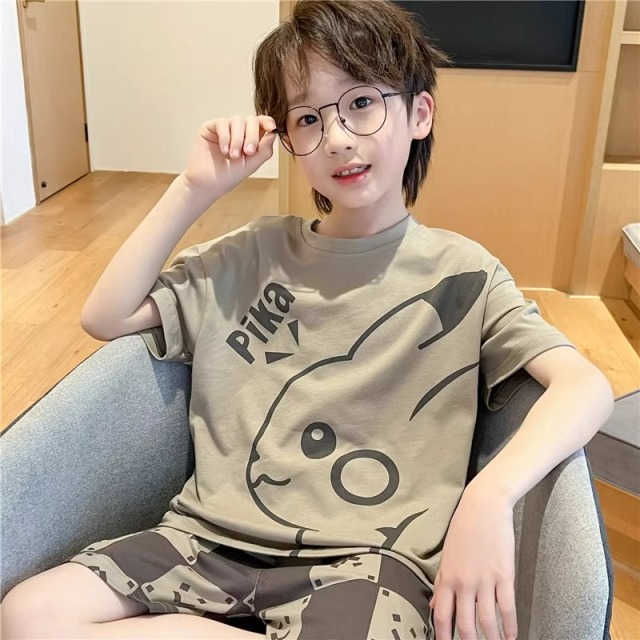 12307115.爆款儿童短袖短裤套装2025新款夏季薄款宝宝运动男童舒适空调服两件套