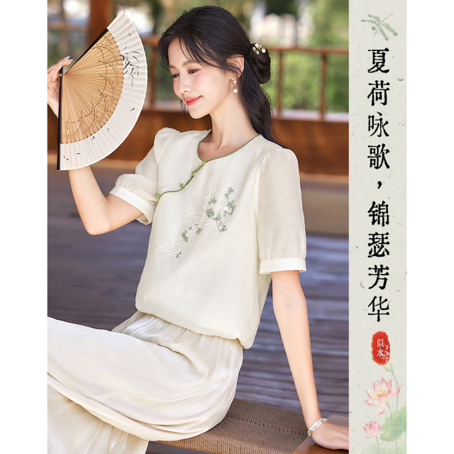12311814.【2025夏日穿搭】设计感国风刺绣女式衬衫