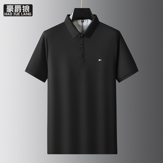 12313503.凉感短袖男士POLO衫夏季新款透气舒适商务休闲翻领T恤上衣