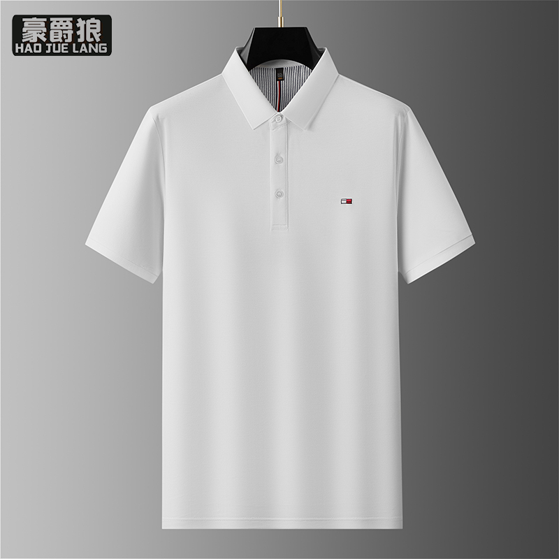 12313503.凉感短袖男士POLO衫夏季新款透气舒适商务休闲翻领T恤上衣