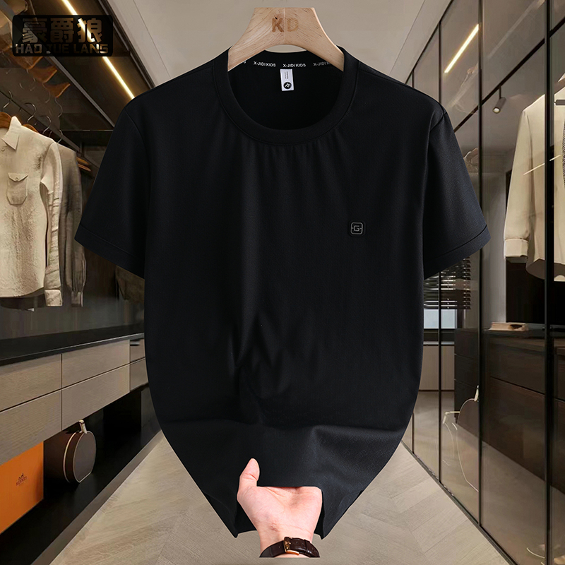 12313441.男士短袖t恤冰丝凉感上衣服夏季新款休闲圆领体恤男