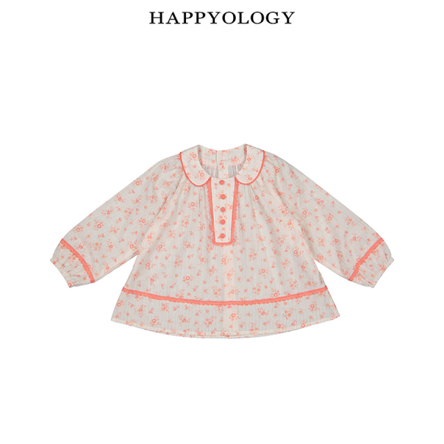 12315426.happyology英国春夏女童长袖复古碎花娃娃衫儿童上衣衬衫