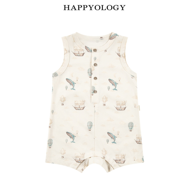 12314959.happyology英国儿童夏装满版印花连体无袖婴幼儿爬服