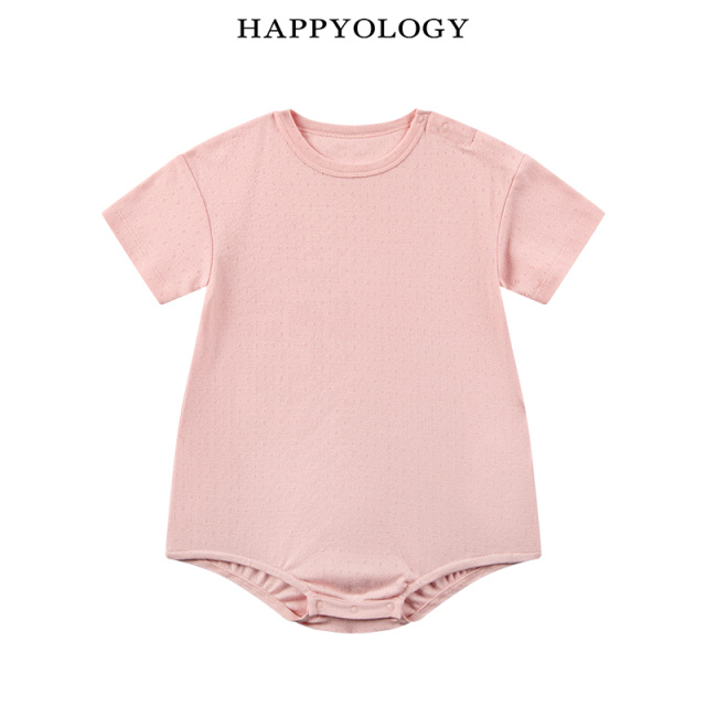 12314957.happyology英国儿童夏装爬服婴幼儿百天宝宝提花短袖连体衣