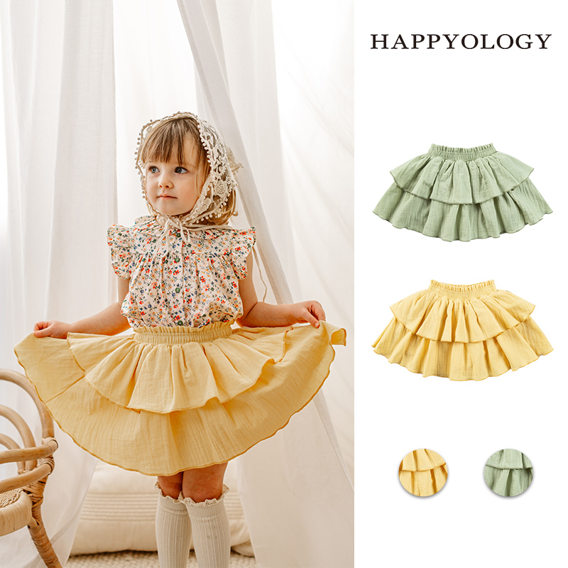 12314952.happyology英国儿童夏装裙子女童全棉半身裙童装双层纱半裙