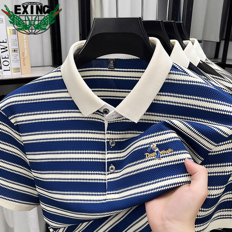 12646815.EXING男士时尚休闲条纹POLO衫EXJS2025