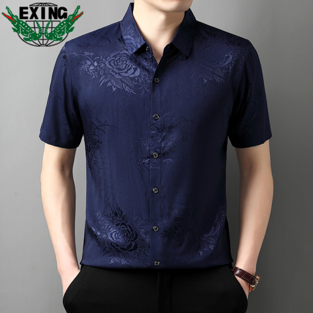 12646806.EXING男士夏季时尚短袖衬衫