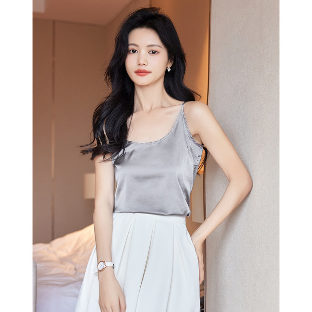 12342311.【丝滑吊带背心】夏装内搭圆领纯色清凉感吊带背心女