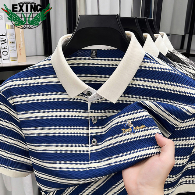 12646815.EXING男士时尚休闲条纹POLO衫EXJS2025