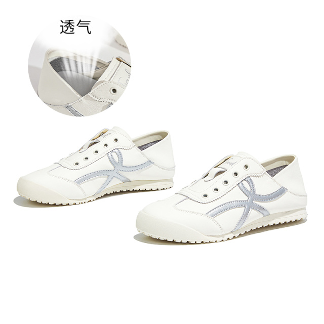 12356847.墨斯本两穿真皮德训鞋女鞋新款鞋子休闲平底阿甘鞋百搭运动女款12050