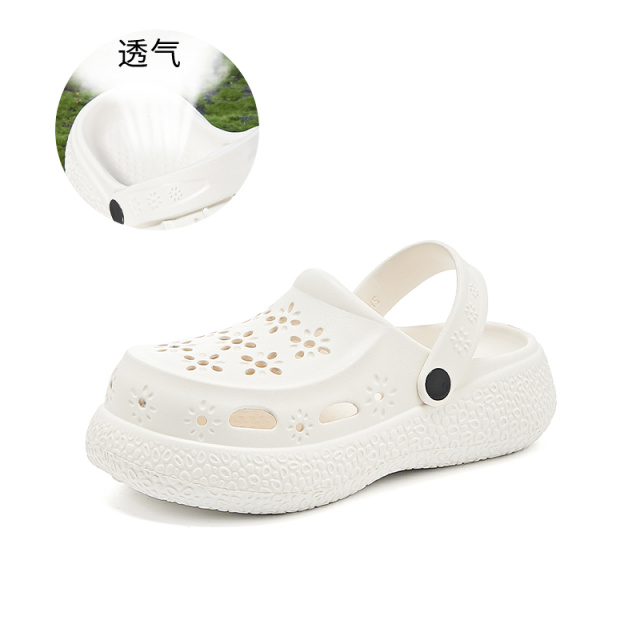 12356951.墨斯本新款洞洞鞋女厚底增高外穿沙滩凉拖休闲百搭踩屎感半拖女11962