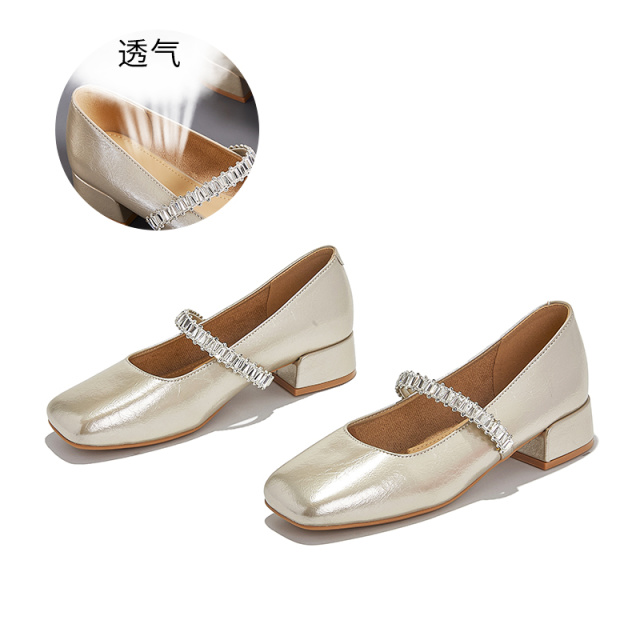 12356836.墨斯本方头玛丽珍鞋女新款休闲百搭一脚蹬女鞋法式绝美时装单鞋11983