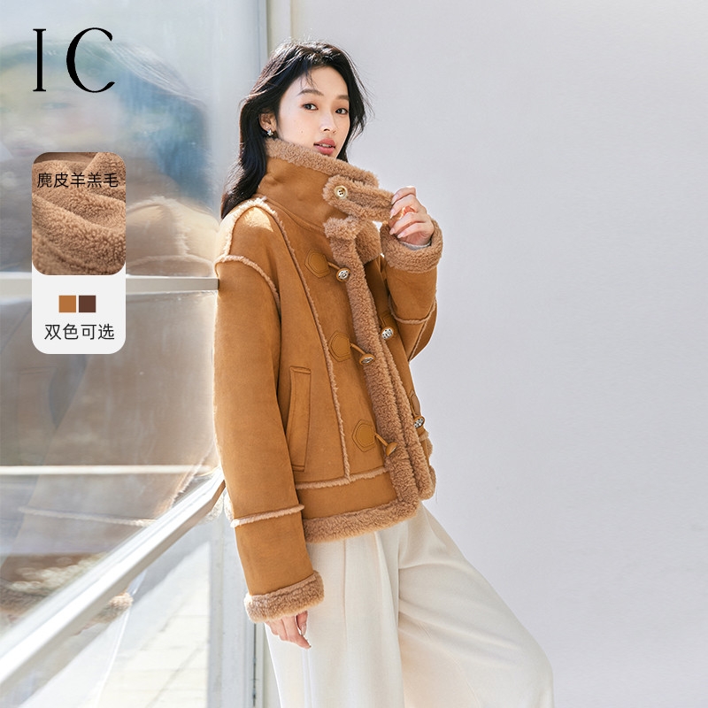 12358448.ins博主风麂皮羊羔毛外套女新款冬季高级感通勤休闲皮毛一体