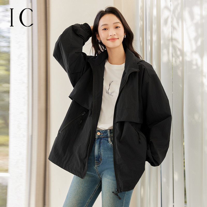 12358416.户外气质通勤设计挡风外套女2025新款秋季休闲百搭舒适运动上衣