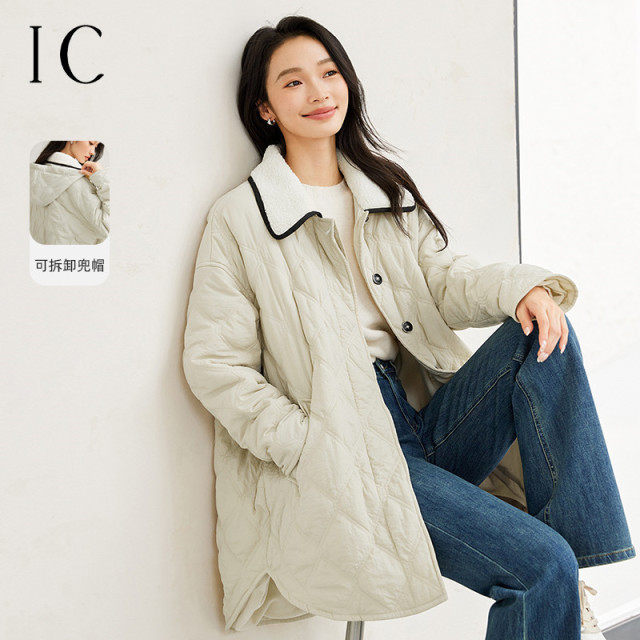 12358560.复古菱形格设计感绗棉短款棉衣外套女2025新款秋冬高级通勤棉服