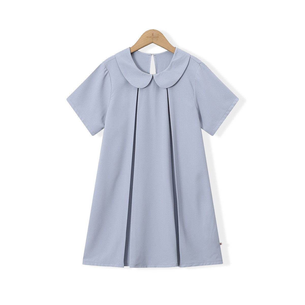 12363640.【压褶设计娃娃领连衣裙】女童夏季新品中大童垂感短袖A字公主裙
