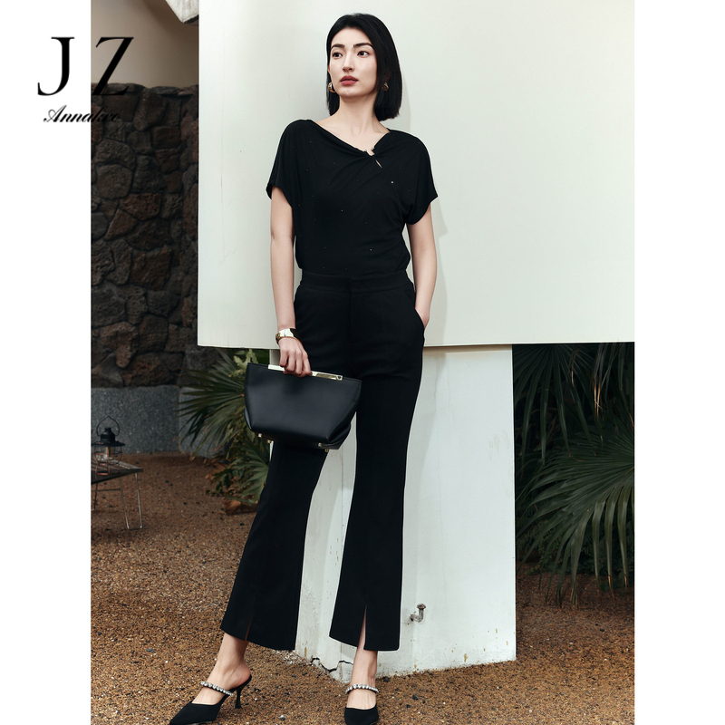 12367667.商场同款JZ玖姿简约都市开叉喇叭裤子女装夏季新款JZEX11109