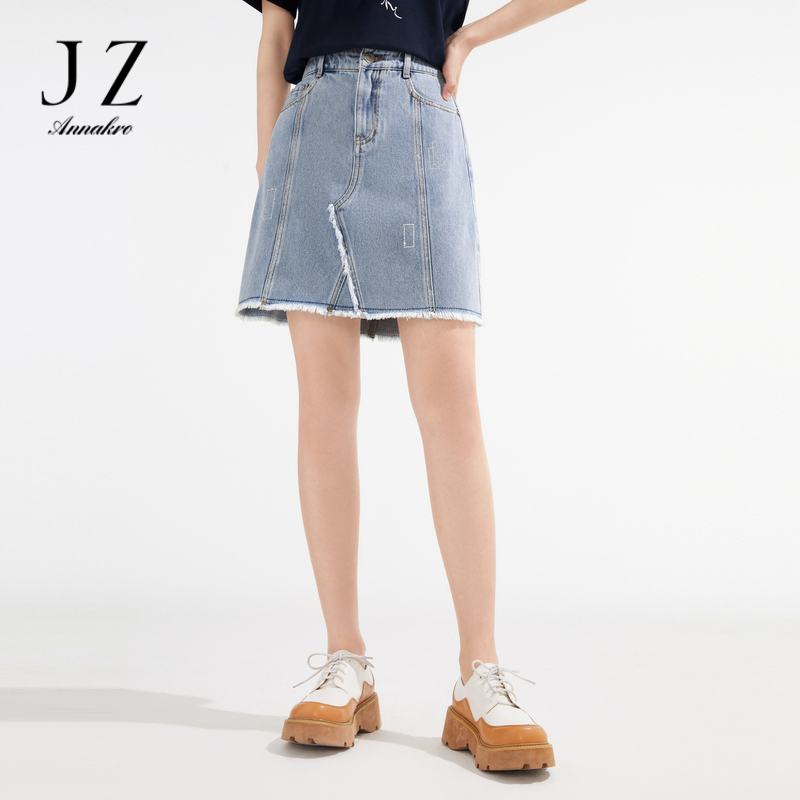 12367320.JZ玖姿商场同款烫钻牛仔腰裙女装夏季A字半身裙JWCX20201