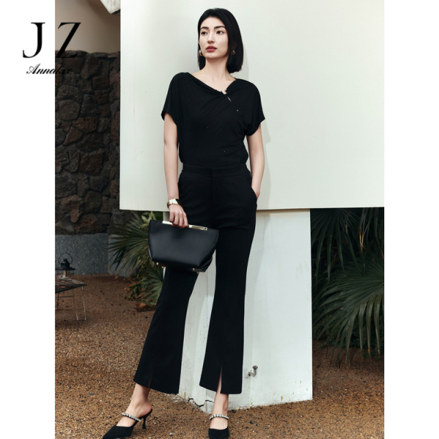 12367667.商场同款JZ玖姿简约都市开叉喇叭裤子女装夏季新款JZEX11109