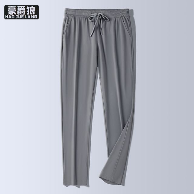 12368060.夏季新宽松冰丝休闲裤男款四面弹薄款凉感防晒直筒裤长裤子