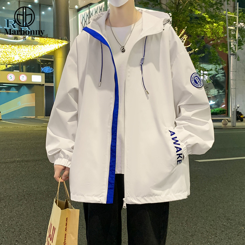 12374984.【玛波尼】秋季茄克白色开衫连帽外套