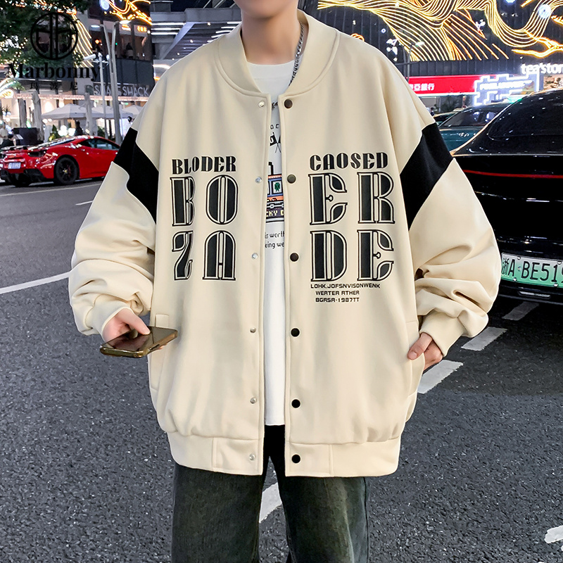 12375841.【玛波尼】秋季青少年开衫外套学院棒球服阔版夹克