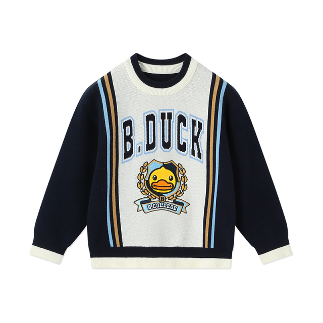12662224.B.Duck小黄鸭童装儿童套头针织衫新款秋季男童宽松百搭毛衣