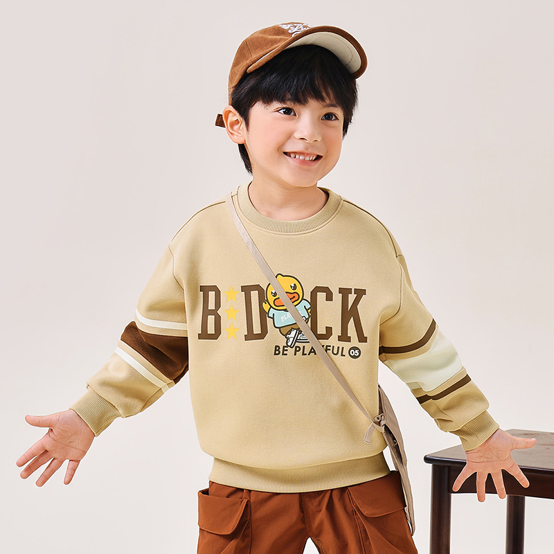 12662217.B.Duck小黄鸭童装儿童上衣秋季新款男童圆领套头卫衣