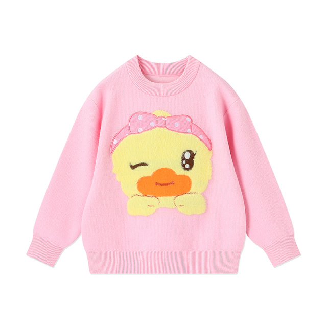 12662258.B.Duck小黄鸭童装女童可爱套头毛衣秋款百搭洋气针织衫