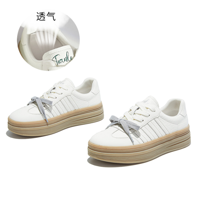 12379232.墨斯本真皮运动德训鞋新款双鞋带阿甘鞋休闲百搭小白鞋时尚女鞋12069