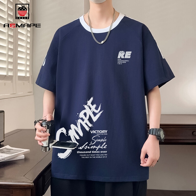 12383495.【99元任选2件】美国苹果【纯棉】短袖T恤男夏季高中学生纯棉休闲新款短袖高品质