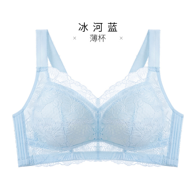 12611252.无钢圈大胸显小大码胖mm200斤收副乳防下垂薄文胸