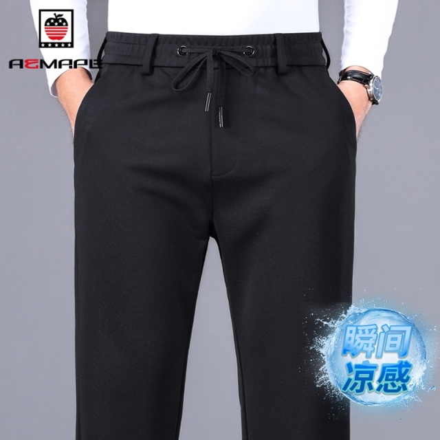 12397145.【99元任选2件】美国苹果休闲裤男夏季运动裤冰丝透气弹力高品质休闲直筒宽松裤子
