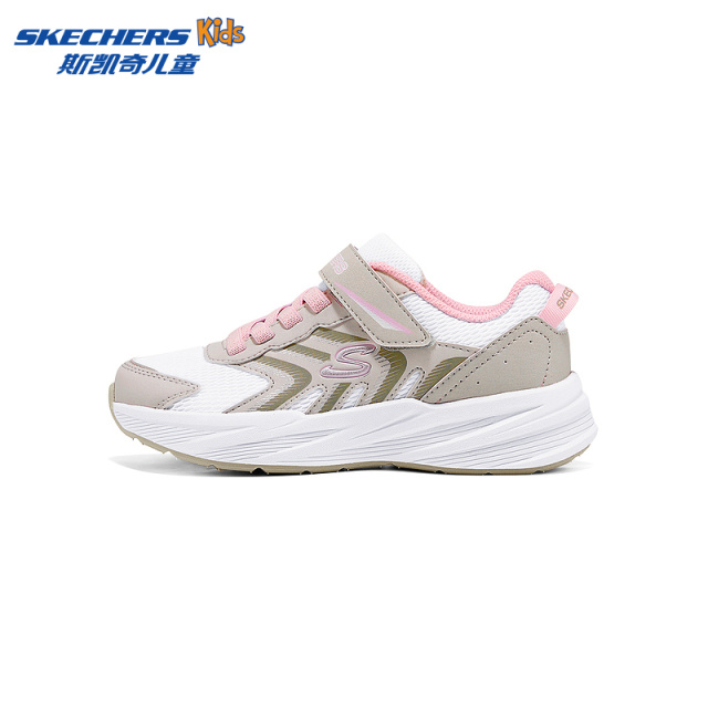 12413663.Skechers斯凯奇儿童运动鞋女童低帮搭扣透气网布鞋