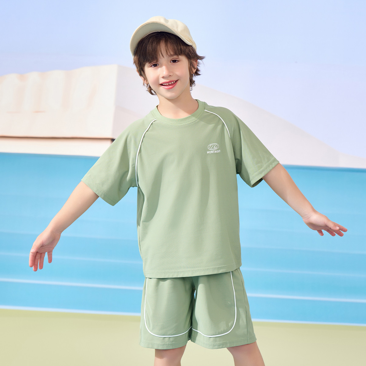 12412417.【冰丝套装】男童套装夏季薄款中大童运动服儿童宽松透气短T短裤