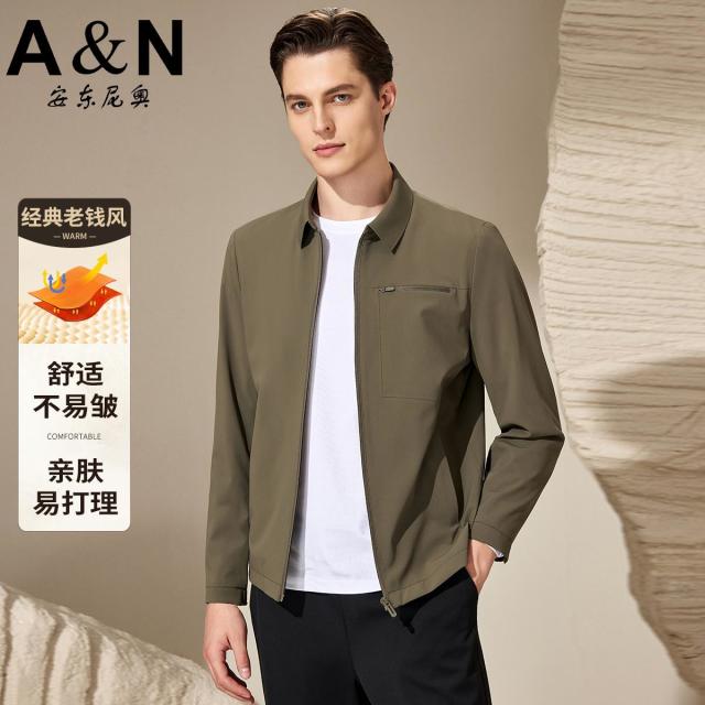 12422194.【简约商务】 春秋时尚易打理夹克男式休闲拉链开衫外套