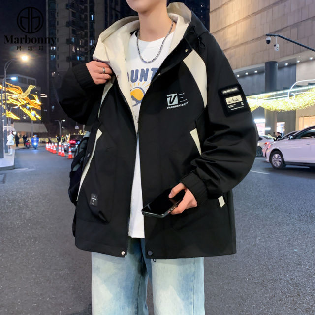 12429645.【玛波尼】秋季新款港风青少年夹克男潮流时尚宽松拼色外套