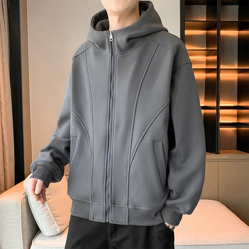 12439790.7-CHAOY秋冬新款男式潮牌美式开衫简约百搭卫衣【7-CHAOY男装QD】