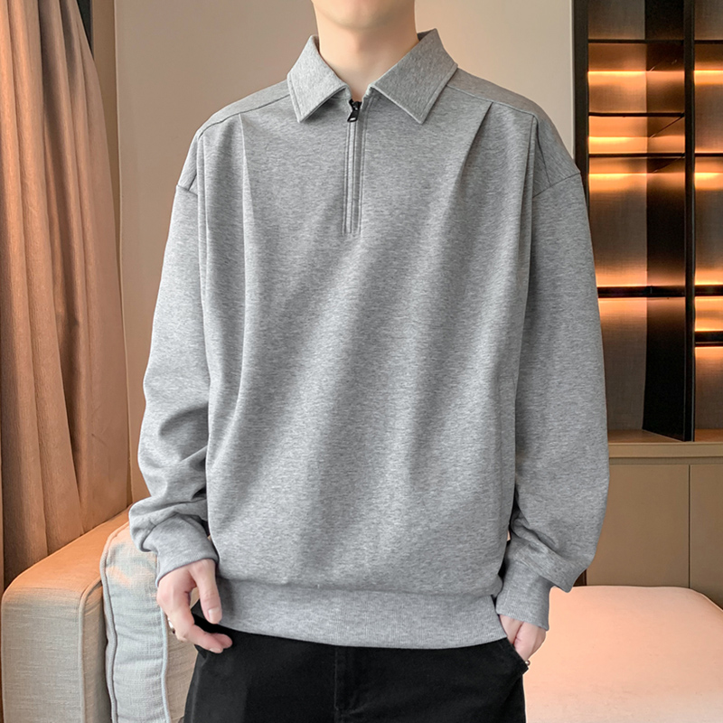 12439731.7-CHAOY秋冬新款男式港风半拉链褶皱设计潮流卫衣【7-CHAOY男装QD】