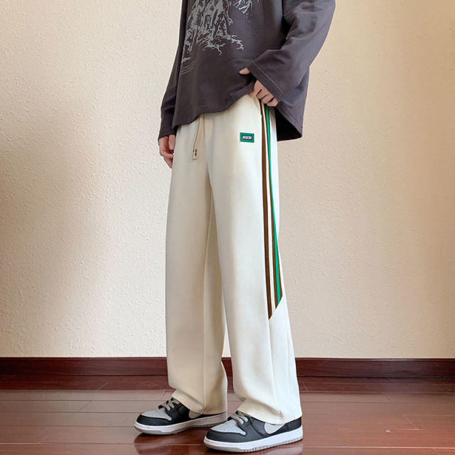 12442540.2025年秋季男生潮流条纹休闲百搭运动卫裤